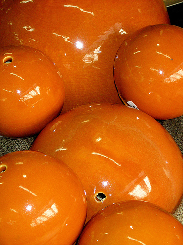 Orange ceramic gazing balls